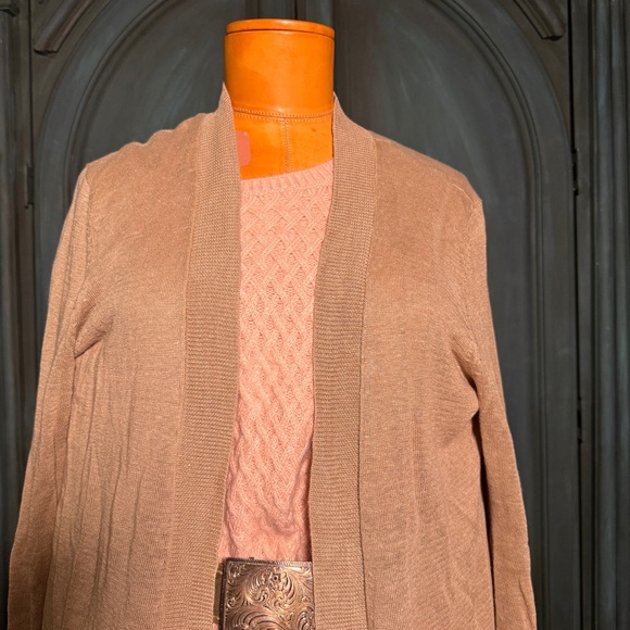 100%Linen, Women's Tan Sweater Cardigan - Picture 3 of 16